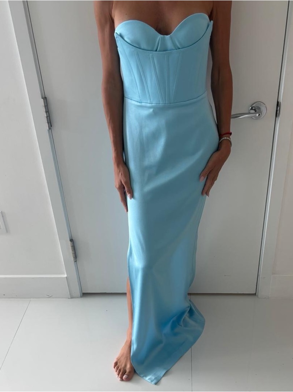 Alex Perry Strapless Sweetheart Satin Gown (Sky Blue) Size 10 AU (6 US)